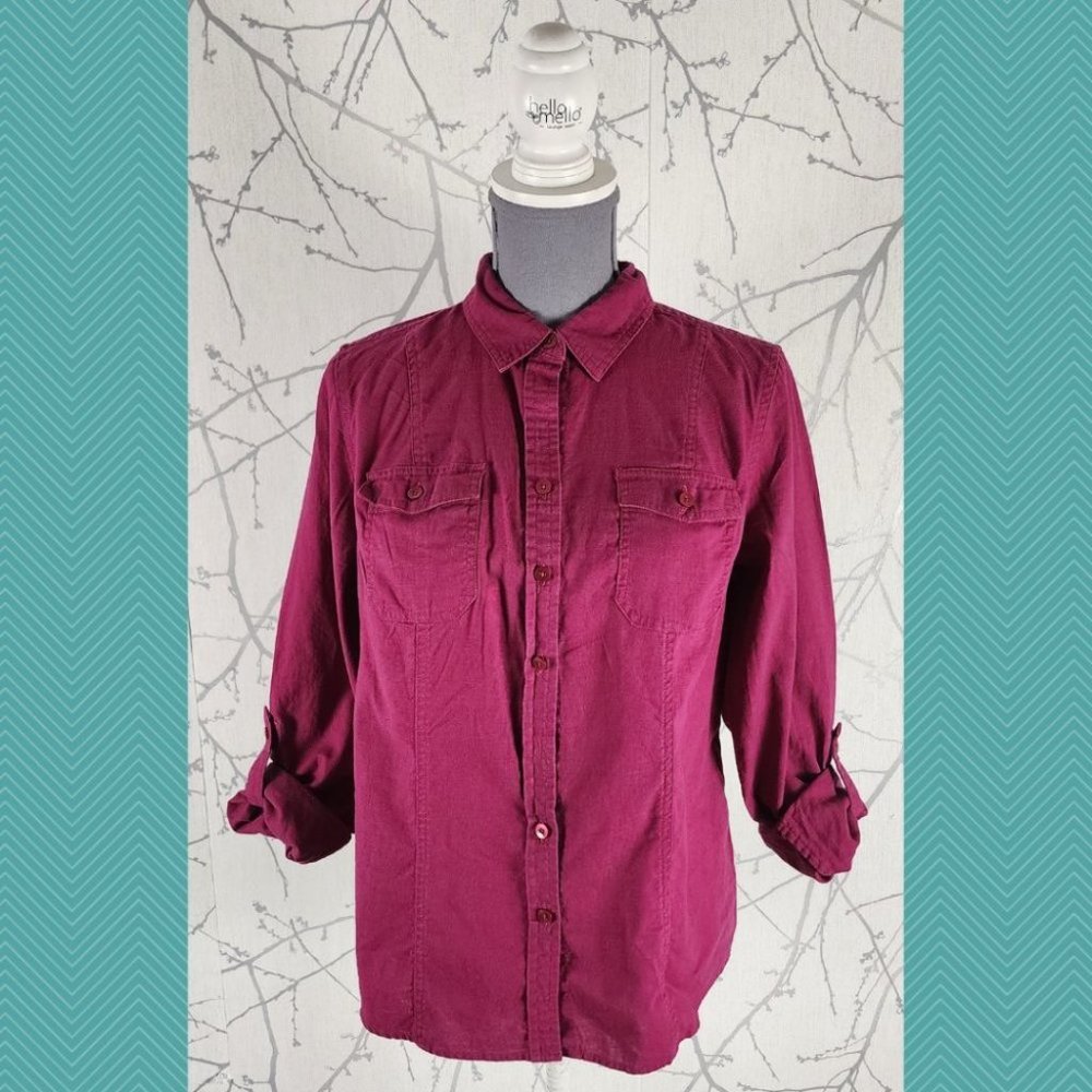 Northern Reflections Fuchsia Pink Linen Cotton Western Blouse
